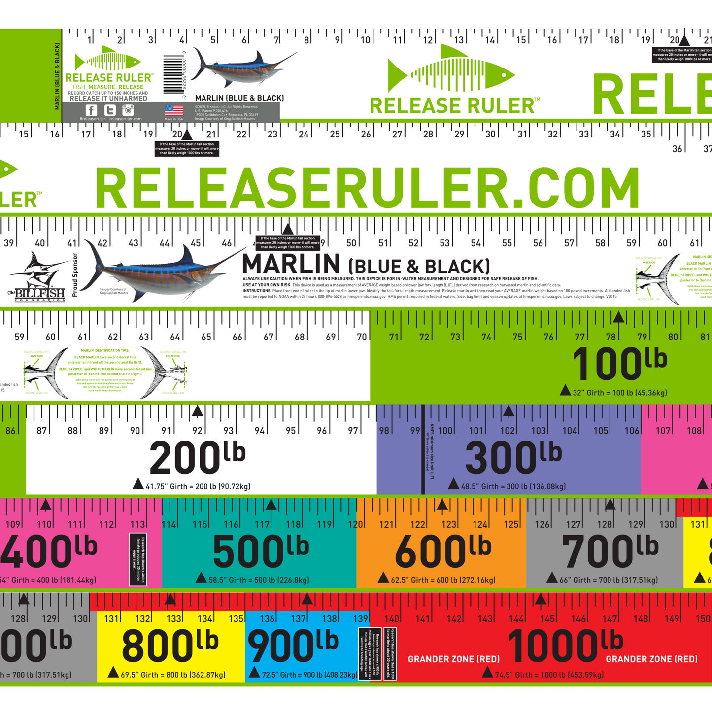 Marlin Release Ruler + Free One Year Subscription of InTheBite Magazine